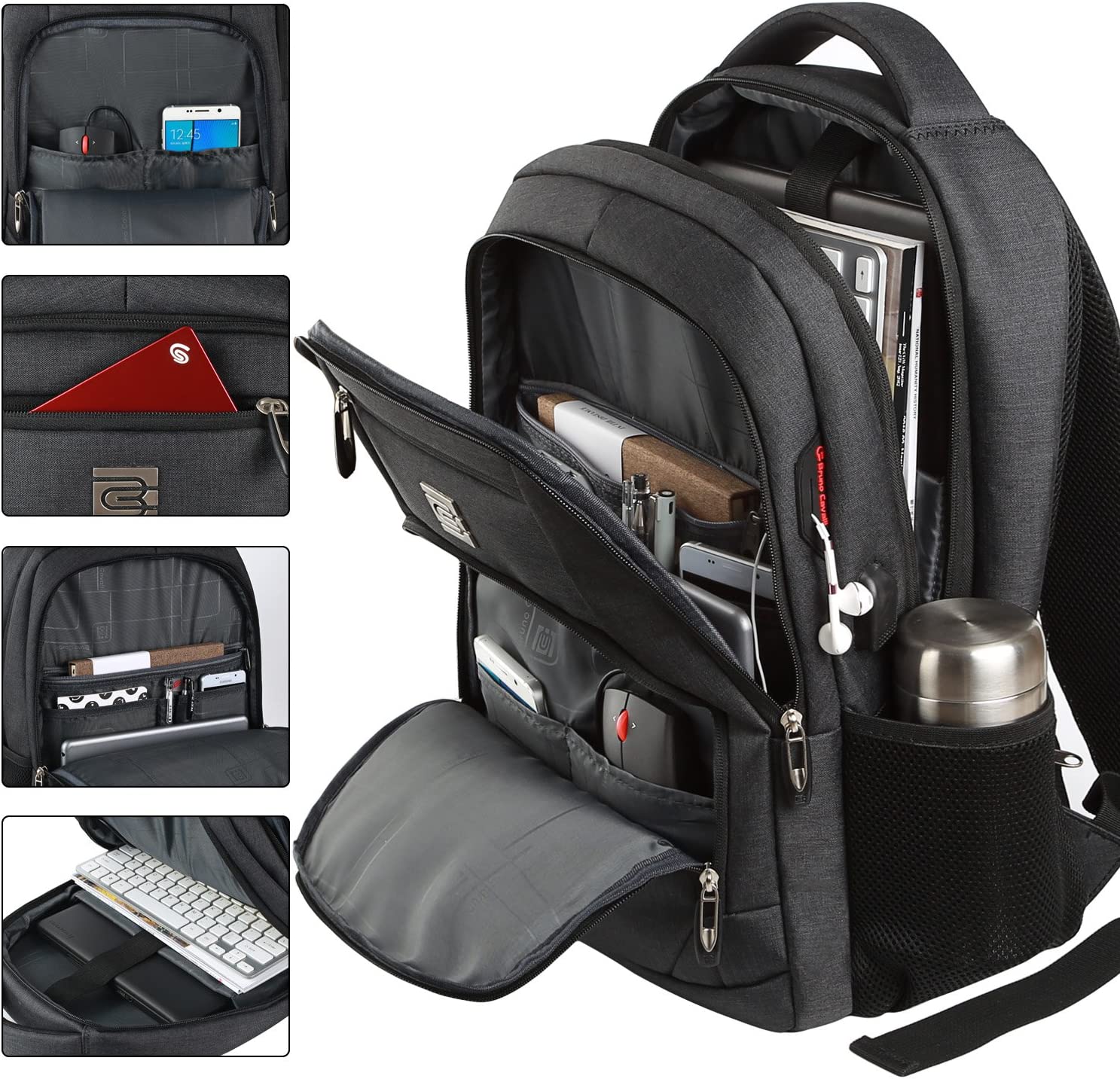 Laptop Backpack,Business Travel Anti Theft Slim Durable Laptops Backpack with USB Charging Port,Water Resistant College School Computer Bag for Women & Men Fits 15.6 Inch Laptop and Notebook - Black - Image 2